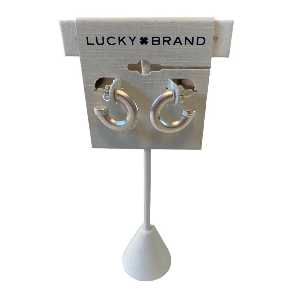 Lucky Brand Silver Matte Toned Mini Hoops. Perfect for everyday wear!
